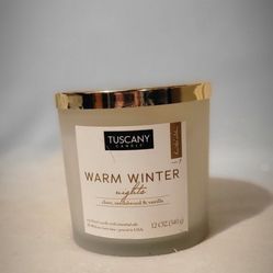 Brand New Tuscany- Warm Winter Nights scent 3 Wick Candle 