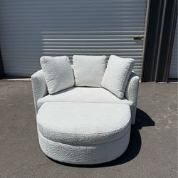Oversized Accent Chair w/ Ottoman + Storage