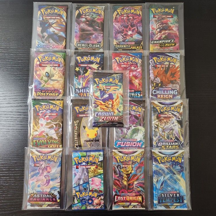 Pokemon Sword & Shield Era Complete Set Collection Every All 17 Booster  Packs In Sleeve Case