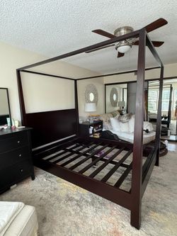 Crate & Barrel Queen Canopy Bed Frame