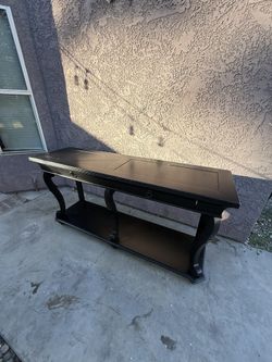 Black Console Table w/ Drawers & Shelf