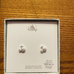 Disney Minnie Mouse Sterling Silver Ear Rings New $40