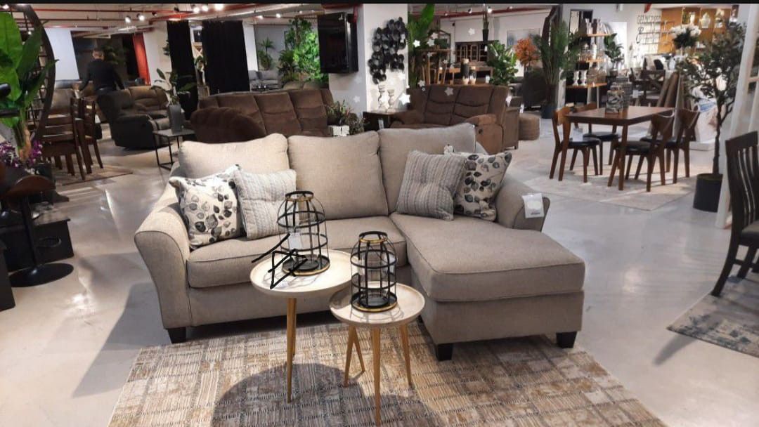Abney Driftwood Sofa Chaise$10 Down Payment And Financing Available