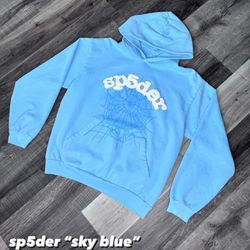 Sp5der Hoodie “sky Blue”