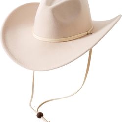 Lanzom Women Men Retro Felt Wide Brim Western Cowboy Cowgirl Hat