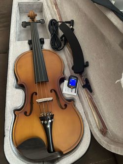 4/4 Electric Acoustic Violin with New Bow, Digital Tuner, Shoulder Rest, Cable, Extra Strings $160 Firm
