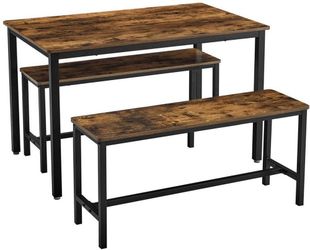 Dining Table Set, 110 x 70 x 75 cm Kitchen Table Set of Steel Frame, Modern Basic Design, BARNET Collection KDT070B01