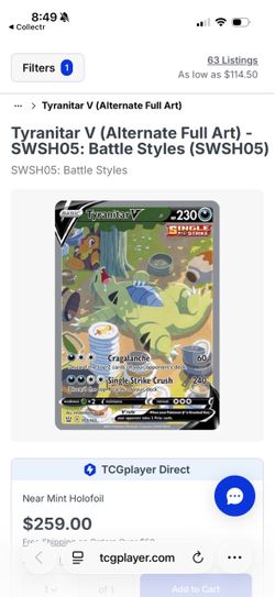 Pokemon card (tyranitar v)
