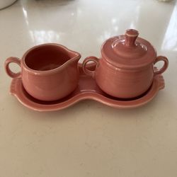 Fiestaware Pink Cream And Sugar 4-pc Set