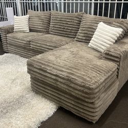 Brand New Elegant Mocha Corduroy Sectional 