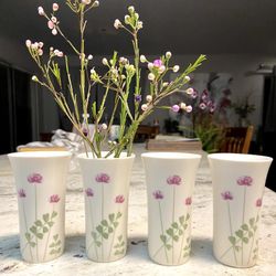 Beautiful Miniature Decorative Vases with applied Dahlia flowers