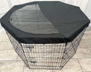 NEW Pet Playpen 8 Panels Foldable Metal Exercise Pen Top Cover (36” H -24” W)