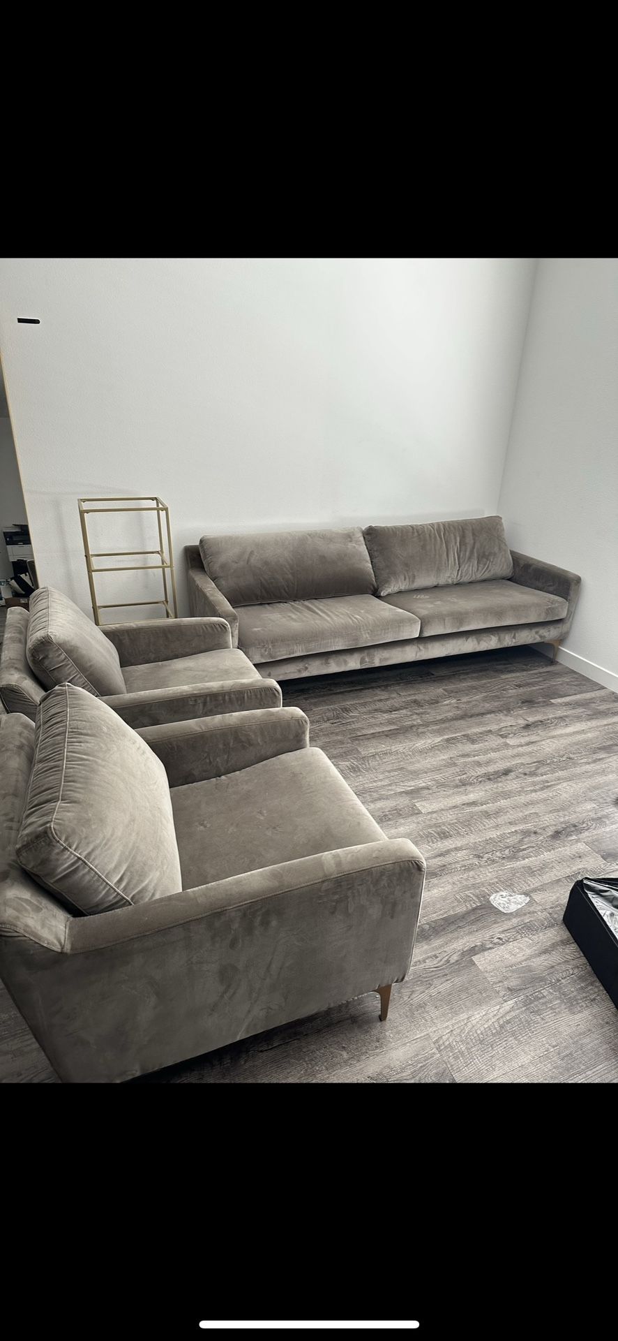 Grey Velvet Sofa Set