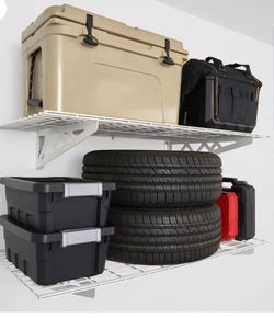 Saferack 2 Pack  24x48 Wall Shelves White New With Hooks