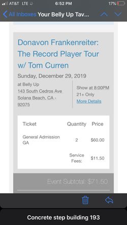 Donovan Frankenreiter tickets 12/29 8pm SOLDOUT!