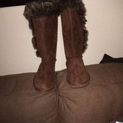 Brand New Suede Fur High Brown Boots women's  Size 11