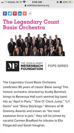 Count bassie orchestra tixs. One adult , 2 kids