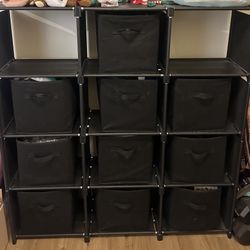 Cube Organizer Shelf With Fabric Storage Cubes