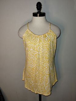 Banana Republic Yellow and White Summer Tank Top Blouse Size Medium