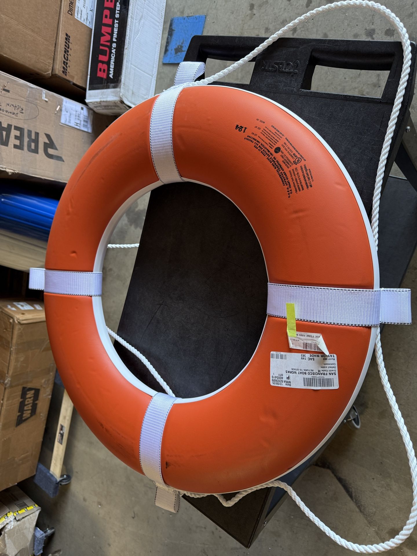 Taylor Made 30" Foam Ring Buoy 383 Orange w/White Grab Line Coast Guard Approved