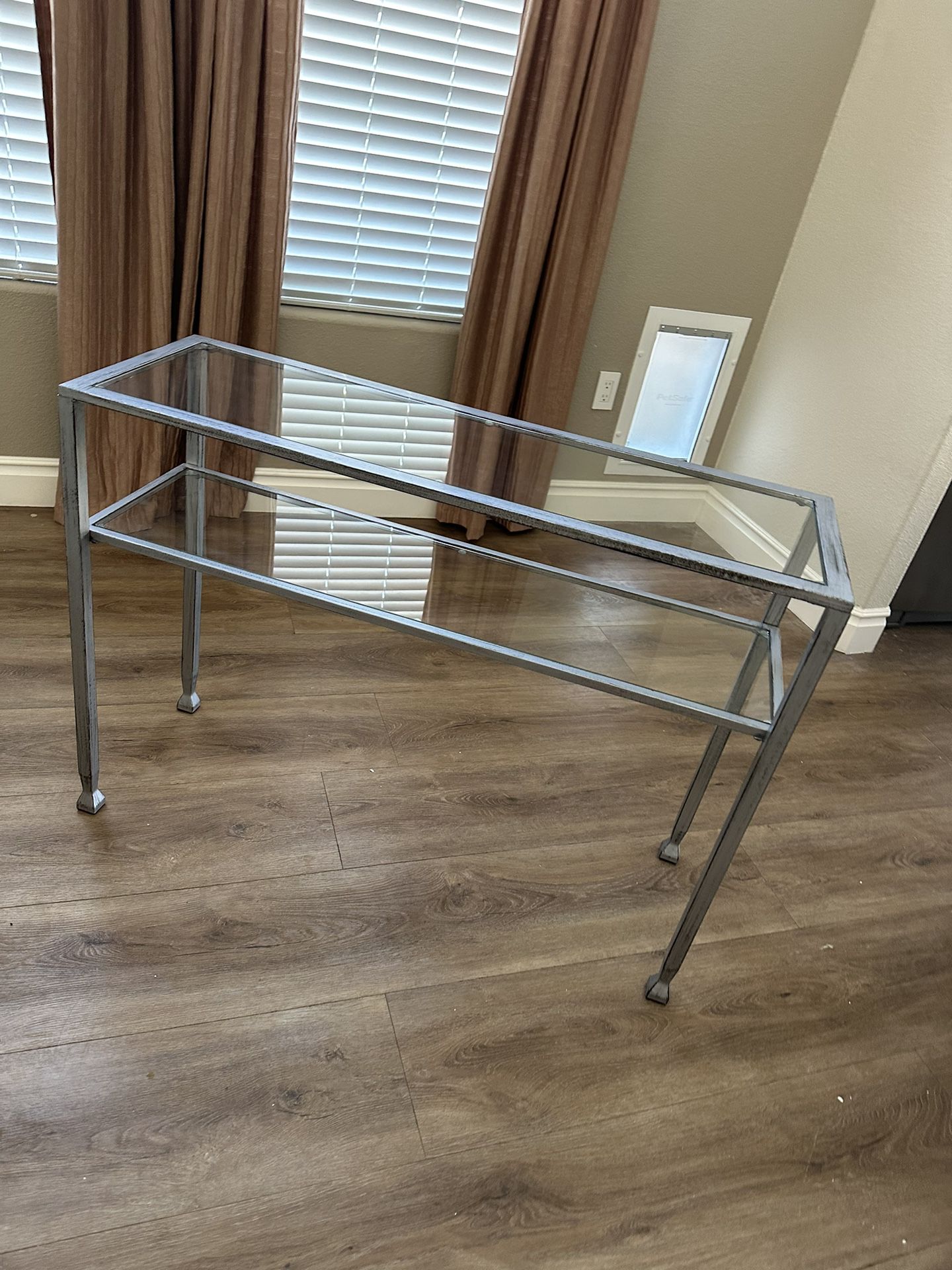 Silver Distressed Console Table Two Tier