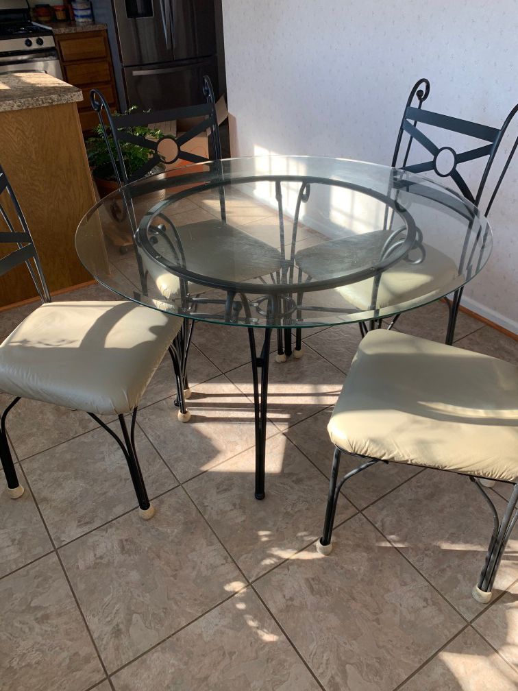 Glass Dining Table with 4 Chairs