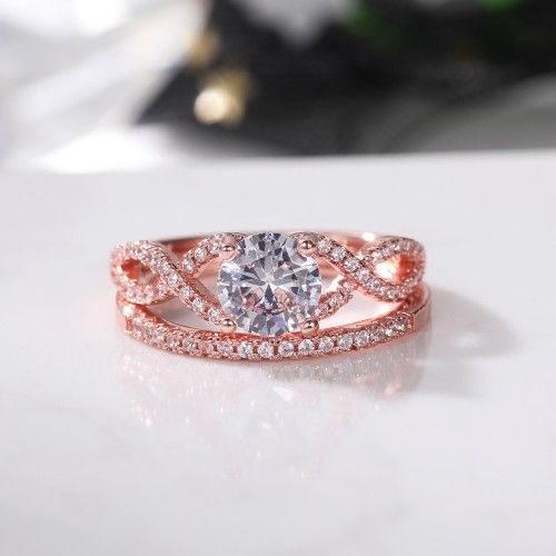 "Double Layer Rose Gold Plated Lovely Fashin Ring Set for Women/Girl, L045
 
  
