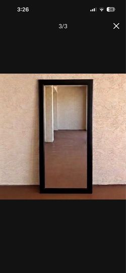 One Large Mirror with Solid Wood Black Frame
