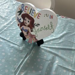 Little Mermaid heart sign Believe in Yourself Handmade stand not included