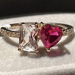 14k Gold Ruby and Sapphire Ring
