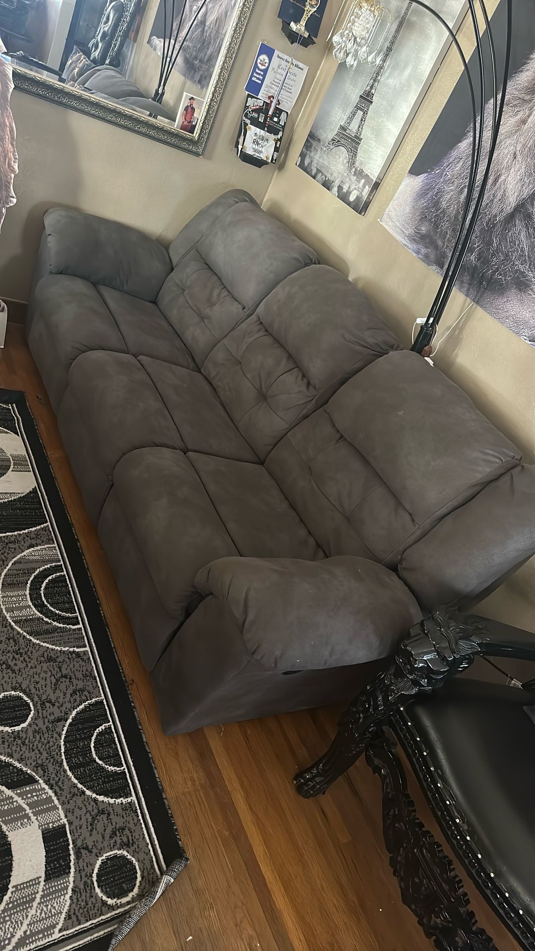 GREY SUADE COUCHES