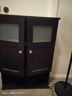 Black Media Cabinet / TV Stand / Book shelves with Glass Doors – New Condition