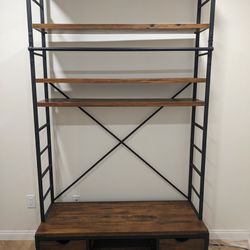 Solid Wood TV Stand with Shelves