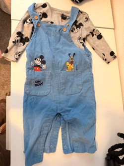 12-18 months Disney Mickey Mouse Baby Overalls and Long Sleeve Set