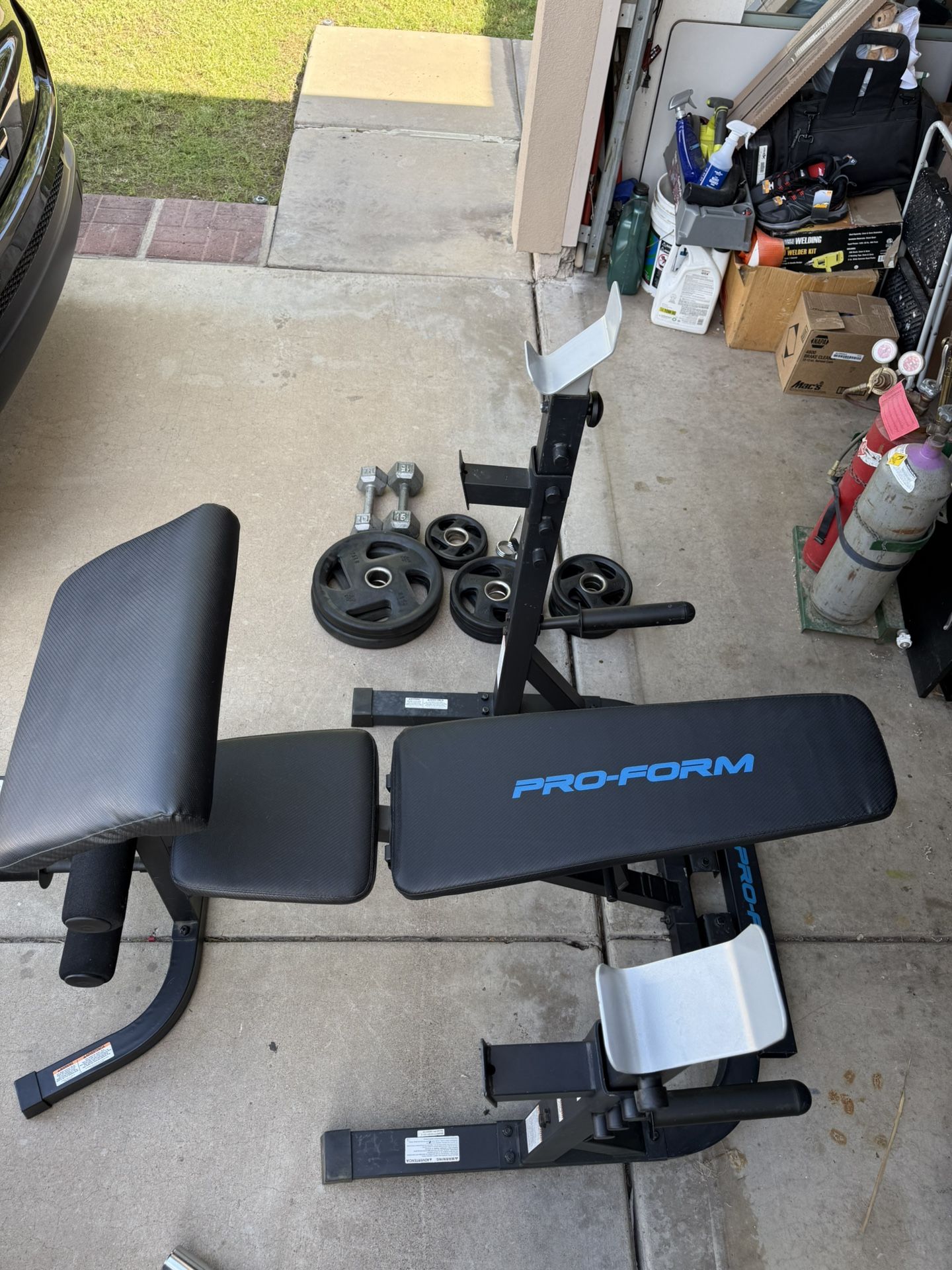 PRO-FORM adjustable Weight Bench With Weights And Curl Bar