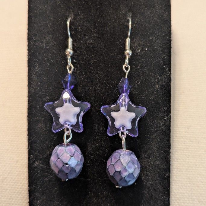 Kawaii Purple Star Dangle Earrings