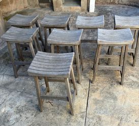 8 Jensen Jarrah teak outdoor stools
