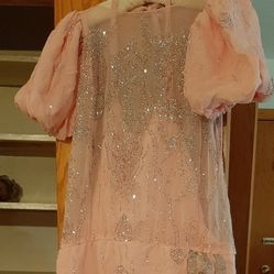 Vintage Alyce Designs Pink Beaded Gown Size 14