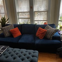 Beautiful, Comfy Custom Blue Velvet Couch