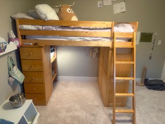 Solid wood twin loft bed