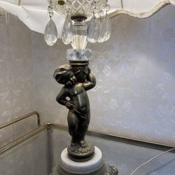Vintage Solid Brass Cherub Lamp With Shade $45