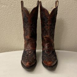 Corral red leather boots ladies size 8