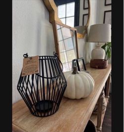 Black Metal Candle Lantern Home Decor