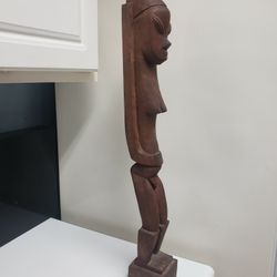 Large Wood Carved Table Top Statue 