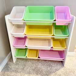 Kids Toy Storage Organizer with Pastel Bins