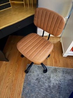 DUMOS Armless Home Office Desk Chair -Small Ergonomic with Low Back Lumbar Support, Height Adjustable PU Leather Computer Task with 360° Swivel Rollin