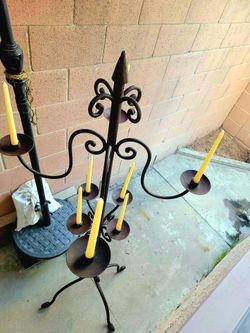 Oversized 6ft decorative exotic indoor or outdoor rustic iron candle holder stands
