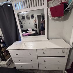 Vanity Mirror Dresser 6 Drawer 