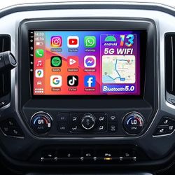 Car Stereo Radio Chevrolet Silverado GMC Sierra 2014-2018, Wireless CarPlay Android Auto, Bluetooth GPS, 10” Touch Screen Head Units, Backup Camera