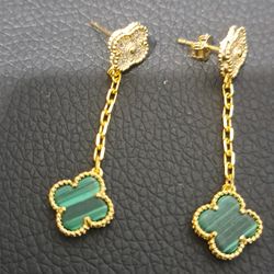 925 Sterling Silver Moissanite Clover Dangle Earruings Passes Diamond Tester